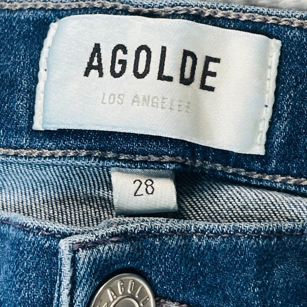 AGOLDE Sophie High Rise Skinny Jeans Womens 28 Blue Raw Hem Stretch A018-3005 - Picture 2 of 12